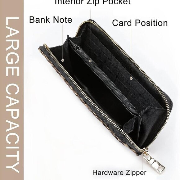 Cute Pug Dog Faux Leather Wallet Unisex Card Phone Coin Purse Gift - Picture 4 of 9